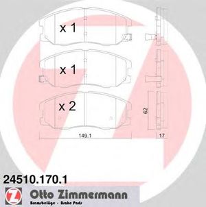 Комплект тормозных колодок, дисковый тормоз 24510.170.1 Zimmermann