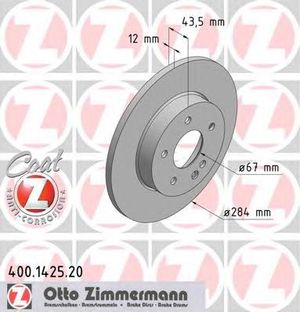 Диск тормозной передний не вентилируемый для Mercedes Benz W202 1993-2000 400.1425.20 Zimmermann