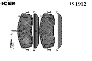 Комплект тормозных колодок, дисковый тормоз 181912 Icer