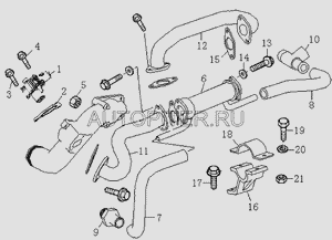 Прокладка трубы EGR Фотон (Foton)-1069, 1093 Евро3 t71447006 Foton
