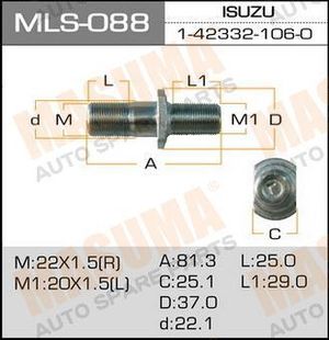 шпилька колесная! M22x1.5/M20x1.5\ Isuzu mls088 Masuma
