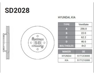 Тормозные диски передние Kia Rio II 05- sd2028 Sangsin