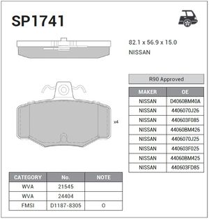 Тормозные колодки дисковые sp1741 Sangsin