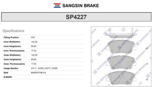 Колодки тормозные% sp4227 Sangsin