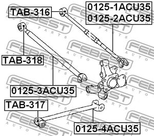 Тяга задняя поперечная левая для Toyota Highlander I 2001-2006 01251ACU35 Febest