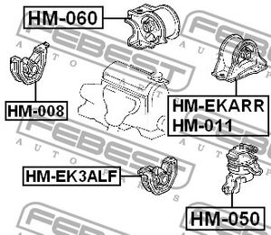 Опора КПП правая для Honda Civic (EJ, EK Sed+3HB) 1995-2001 HM060 Febest