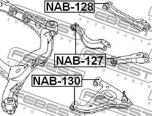Сайлентблок заднего рычага для Nissan 200SX (S14) 1994-1999 NAB130 Febest