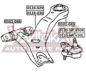 Опора шаровая левая передней подвески для Lexus ES (CV3) 2001-2006 0120mcv30l Akitaka