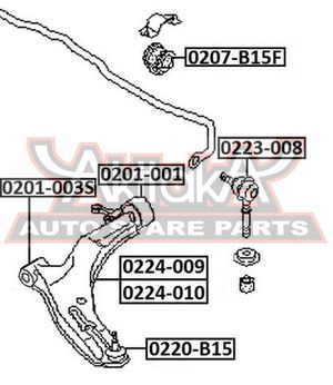 Рычаг передний правый для Nissan Almera N16 2000-2006 0224009 Akitaka