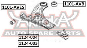 Рычаг передний правый для Chevrolet Aveo (T250) 2005-2011 1124003 Akitaka