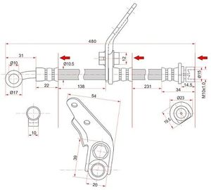 Шланг тормозной передний правый для Honda Accord Coupe USA 2003-2008 st01464sdaa01 Sat