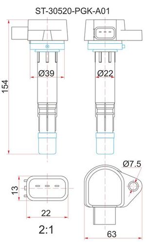 Катушка свечи HO D15B/D17A 00-, Stream RN1/RN2 00-, Civic EU1/3/4, Ferio ES1/2/3 (4), J35A MDX ST-30 st30520pgka01 Sat