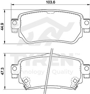 Колодки тормозные дисковые, задние Nissan Qashqai II 13>, X-Trail III 13>, Kadjar 15> TYR1212271 Tyren
