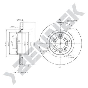 Диск тормозной передний VW PASSAT B5 95-05, AUDI А4 B5_6_7 94-08 DBD0020 Zennek