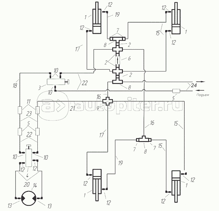 Компоненты гидросистемы управления «шнек – подъем/опускание крыльев» ПК-12.2