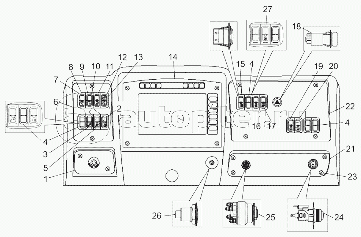 Установка панели приборов с приборами (75302-3800020-40, 75302-3800020-50);Mounting of instrumentation panel (75302-3800020-40, 75302-3800020-50)