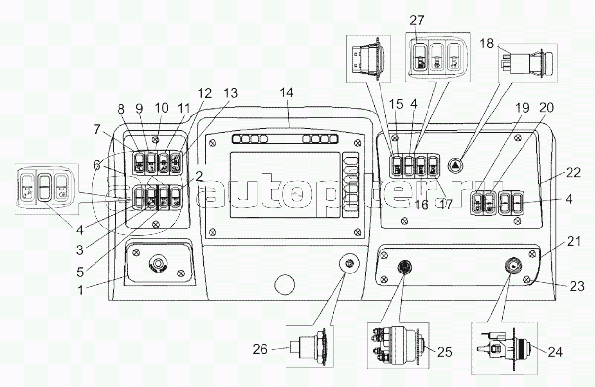Установка панели приборов с приборами (75306-3800020-40, 75306-3800020-50);Mounting of instrumentation panel (75306-3800020-40, 75306-3800020-50)