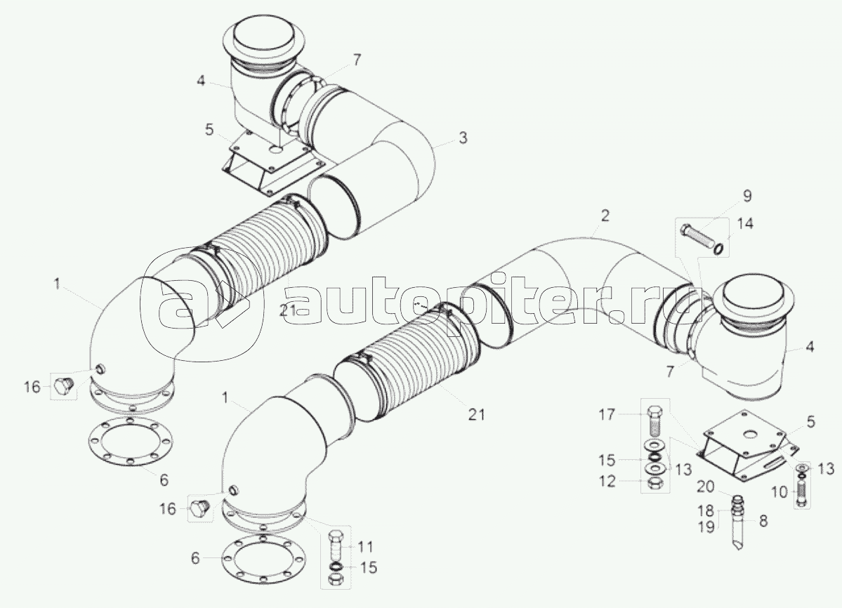 Установка системы выпуска отработавших газов (75306-1200003);Mounting of exhaust system (75306-1200003)