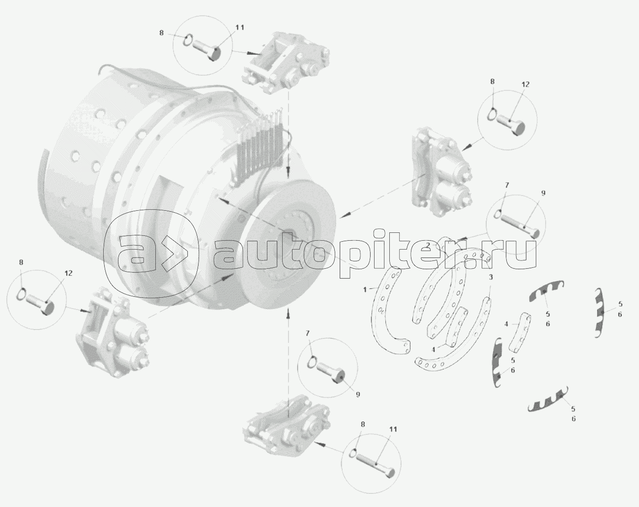 Электродвигатель тяговый. Установка кронштейнов (75306-2103004-30, 75306-2103004-70, 75306-2103004-80);Traction electric motor. Mounting of brackets (75306-2103004-30, 75306-2103004-70, 75306-2103004-80)