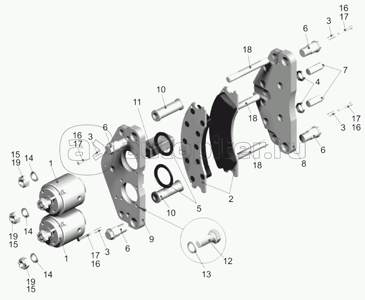 Электродвигатель тяговый. Тормозной механизм стояночный (75306-2103004-30, 75306-2103004-70, 75306-2103004-80);Traction electric motor. Parking brake mechanism (75306-2103004-30, 75306-2103004-70, 75306-2103004-80)