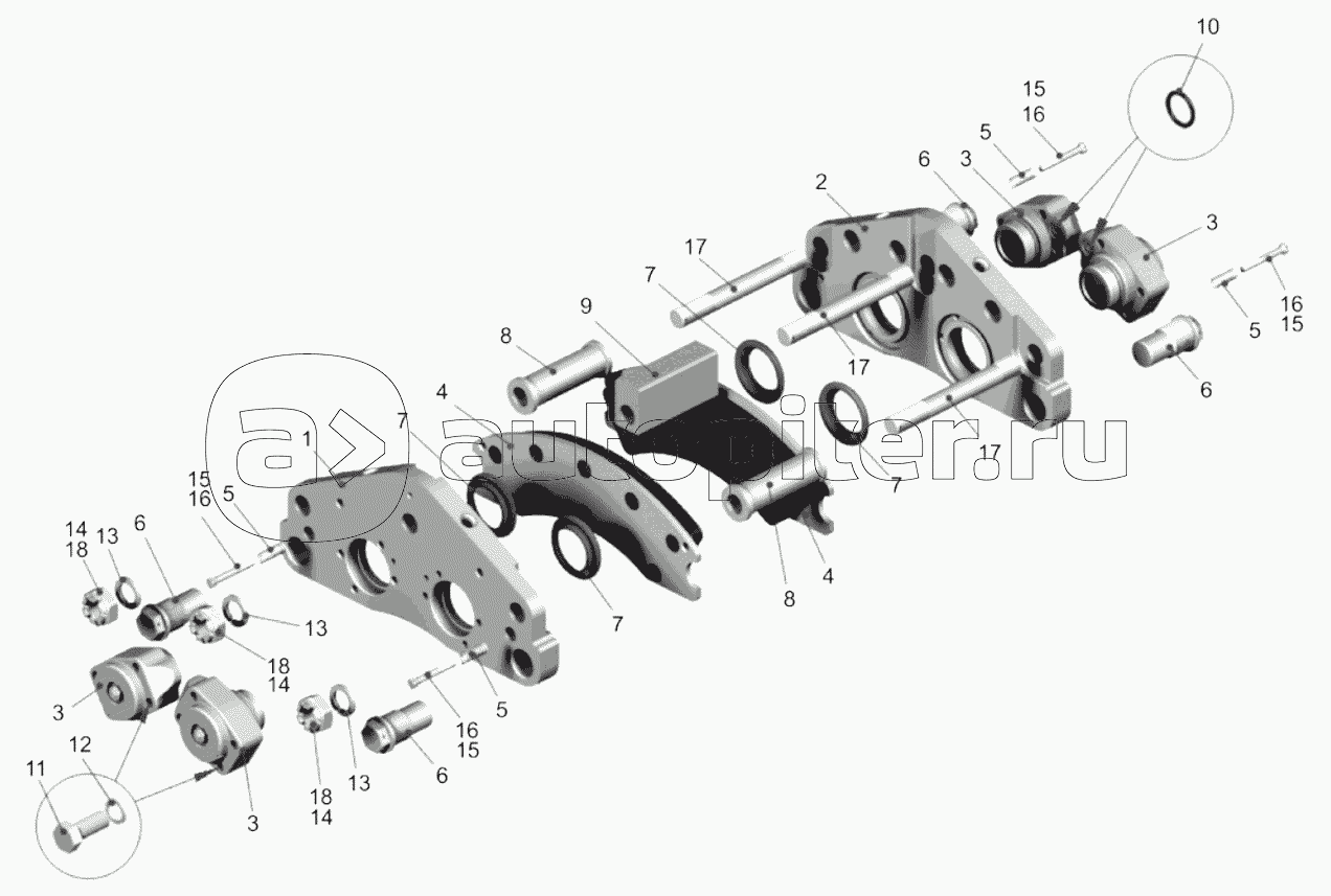 Электродвигатель тяговый. Тормозной механизм рабочий (75306-2103004-30, 75306-2103004-70, 75306-2103004-80);Traction electric motor. Brake mechanism (75306-2103004-30, 75306-2103004-70, 75306-2103004-80)