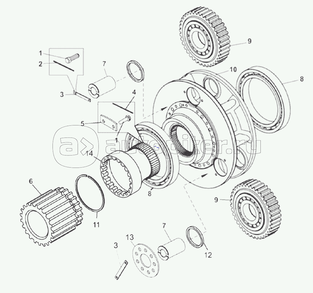 Водило планетарной передачи с сателлитами (75310-2405024);Carrier of planetary pinion with satellite (75310-2405024)