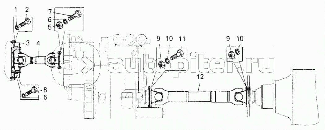 Установка карданных валов;Mounting of propeller shafts