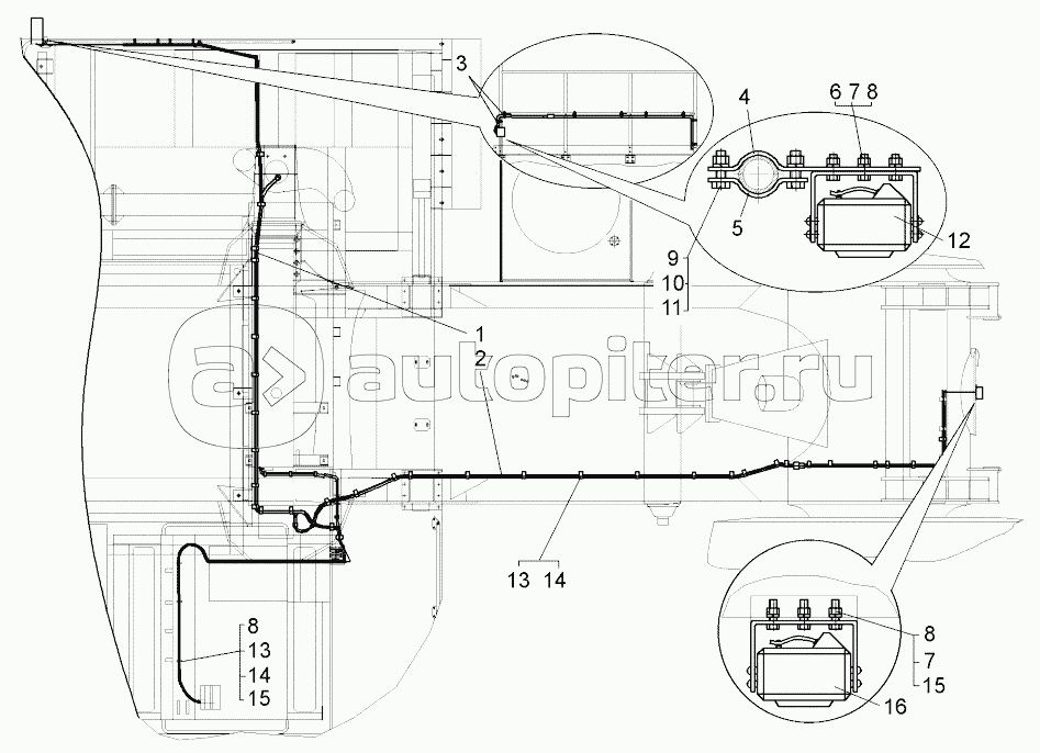 Установка системы видеообзора по шасси (75131-7912002);Mounting of video survey system over chassis