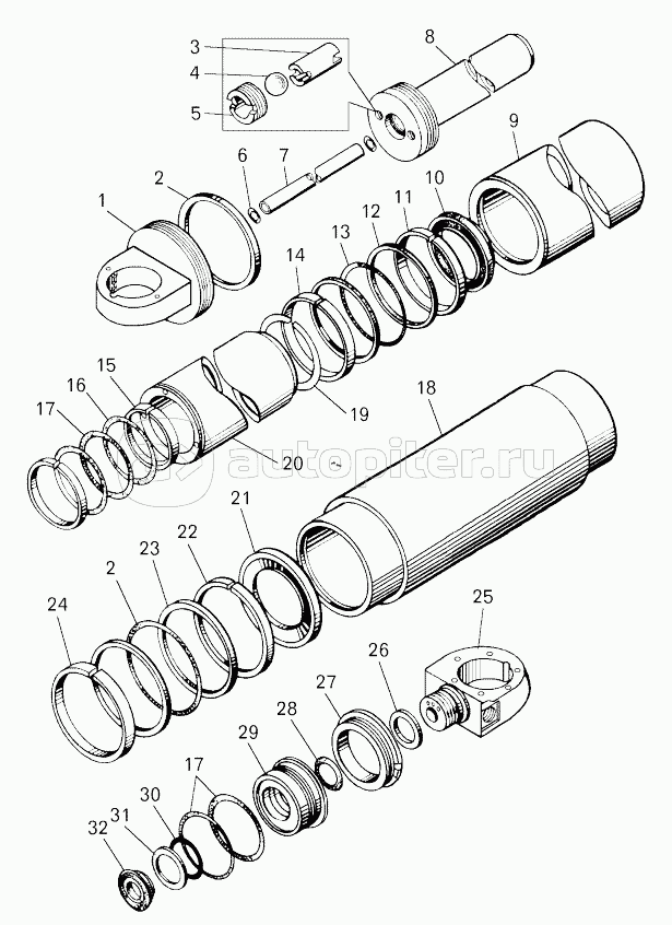 Цилиндр опрокидывающего механизма (7513-8603010);Hoist cylinder