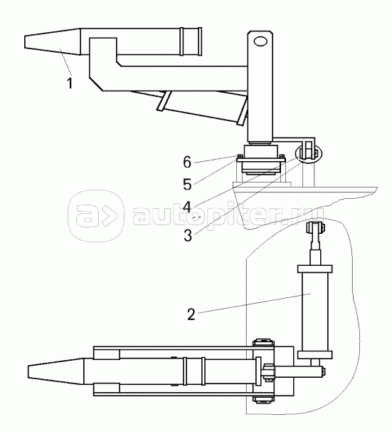 Установка лафетного ствола с цилиндром управления
