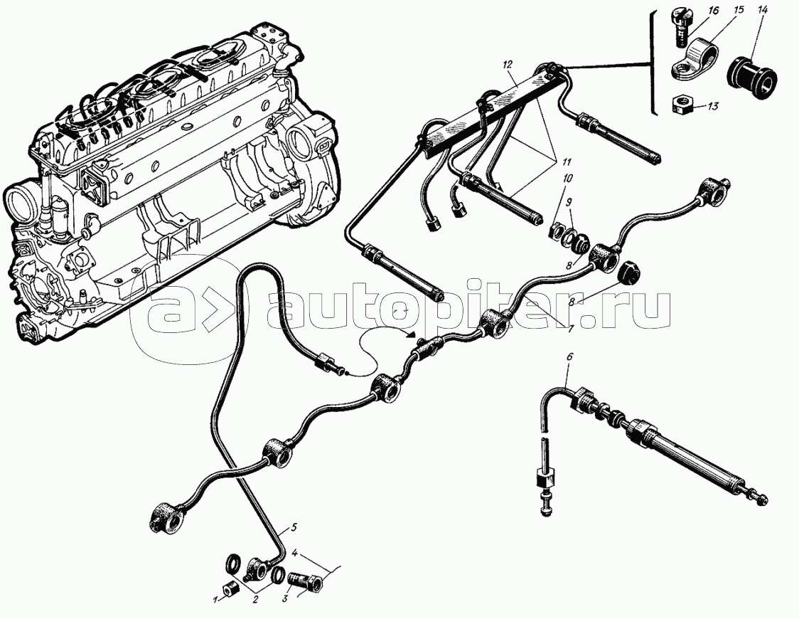Трубопровод высокого давления и слив топлива из форсунок