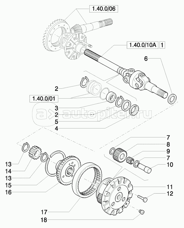 4WD FRONT AXLE - DIFFERENTIAL GEARS AND DIFFERENTIAL SHAFT