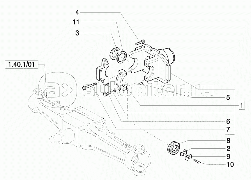 4WD FRONT AXLE WITH SUSPENSIONS, BRAKE, TERRALOCK - SUPPORT