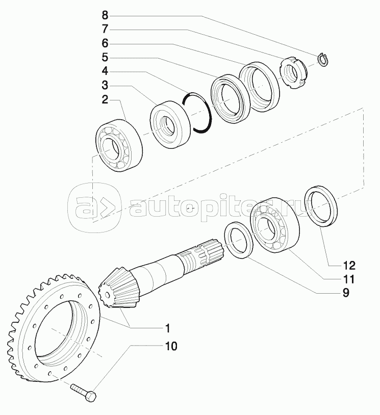 4WD FRONT AXLE WITH SUSPENSIONS, BRAKE, TERRALOCK - BEVEL GEAR PAIR