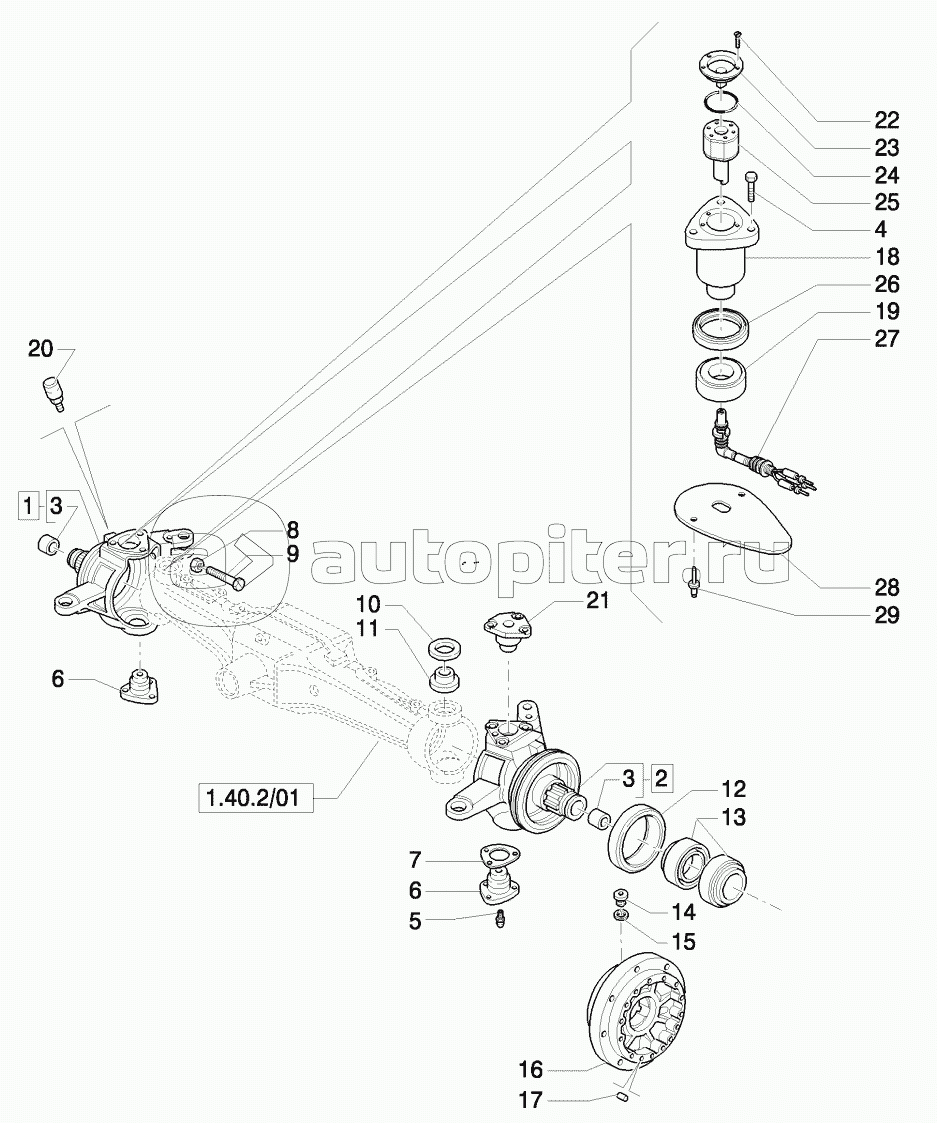 4WD FRONT AXLE WITH ACTIVE SUSPENSIONS, BRAKE