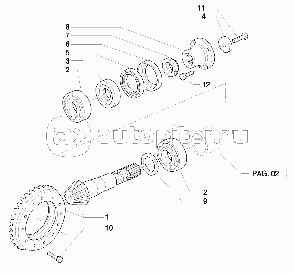 4WD FRONT AXLE WITH ACTIVE SUSPENSIONS - BEVEL GEAR PAIR
