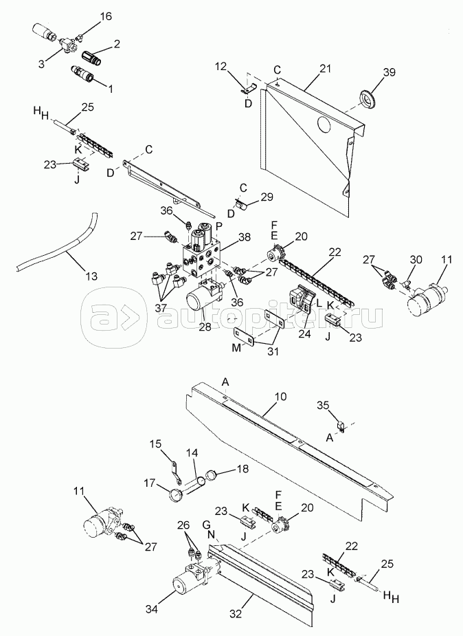 DRAPER DRIVE HYDRAULIC DECK SHIFT HEADERS (STANDARD COMPONENTS)