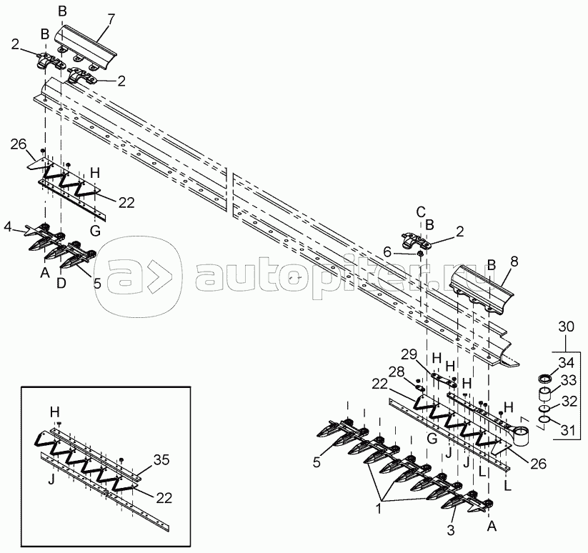 SICKLE AND GUARDS - SINGLE SICKLE HEADERS - CASE HARDENED
