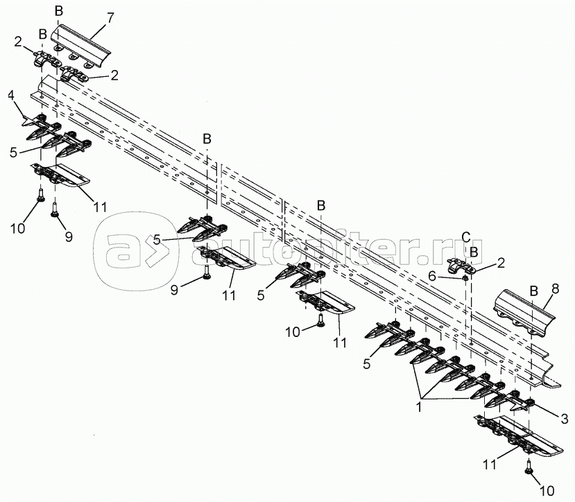 SICKLE AND GUARDS - SINGLE SICKLE HEADERS - DOUBLE HEAT TREATED