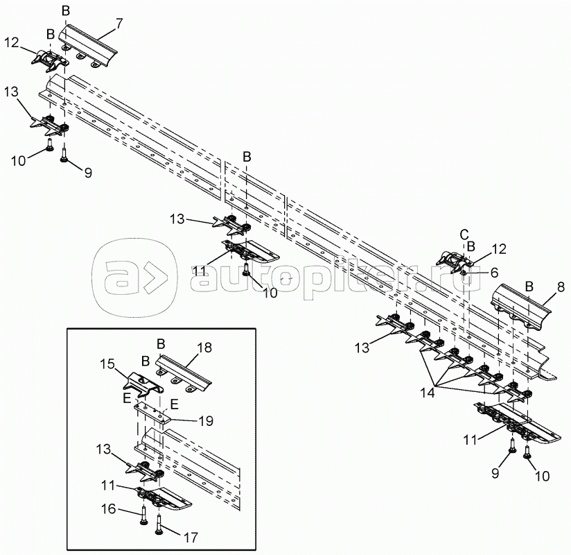 SICKLE AND GUARDS - SINGLE SICKLE HEADERS - STUB GUARDS