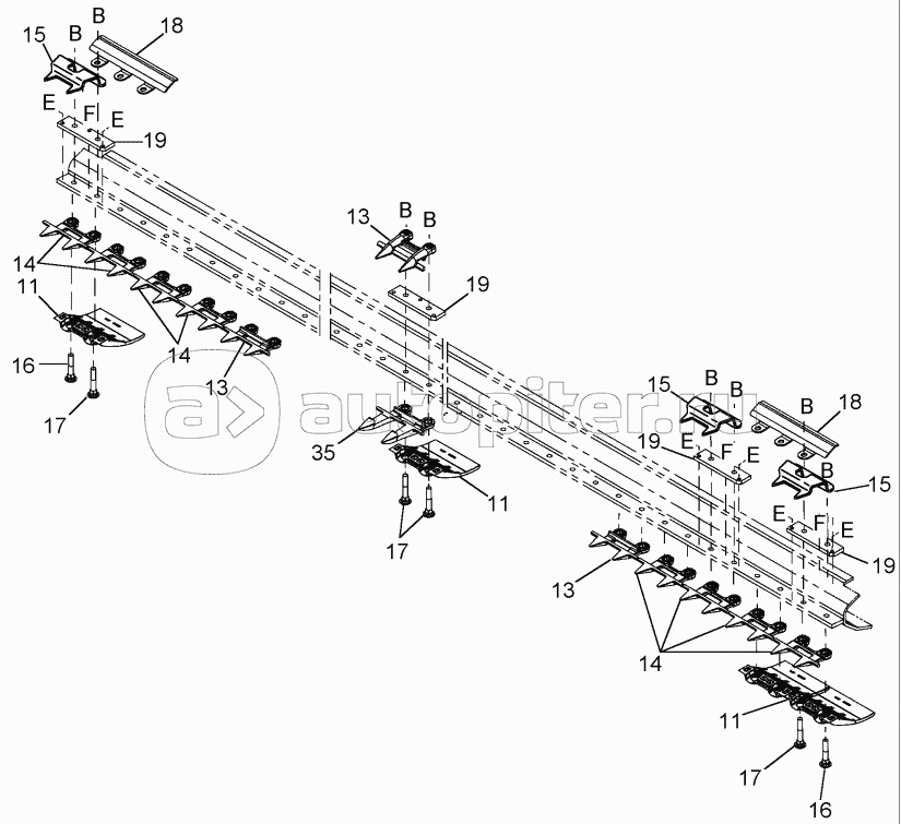 SICKLE AND GUARDS - DOUBLE SICKLE HEADERS - FORGED STUB GUARDS, IF EQUIPPED