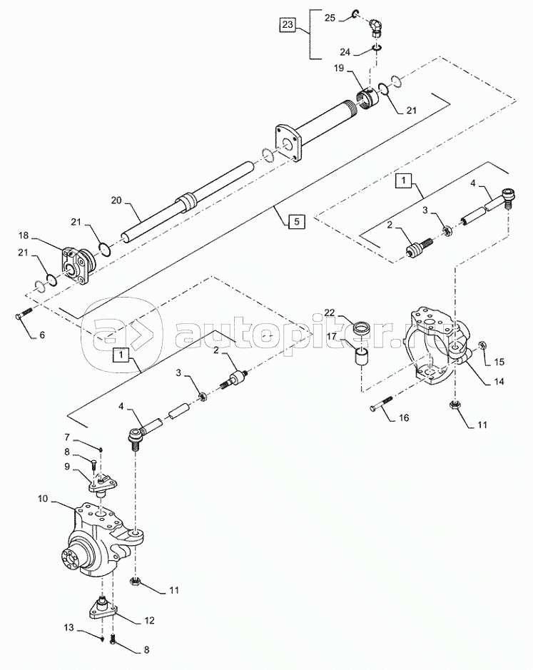 25.100.AV(02) - SWIVEL HOUSINGS AND STEERING CYLINDER, 4WD