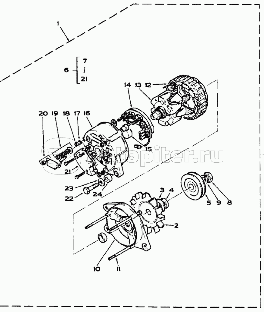ALTERNATOR, 595SLE DBK0009001- 595LSP DBK0010001-, WITHOUT AIR CONDITIONIN