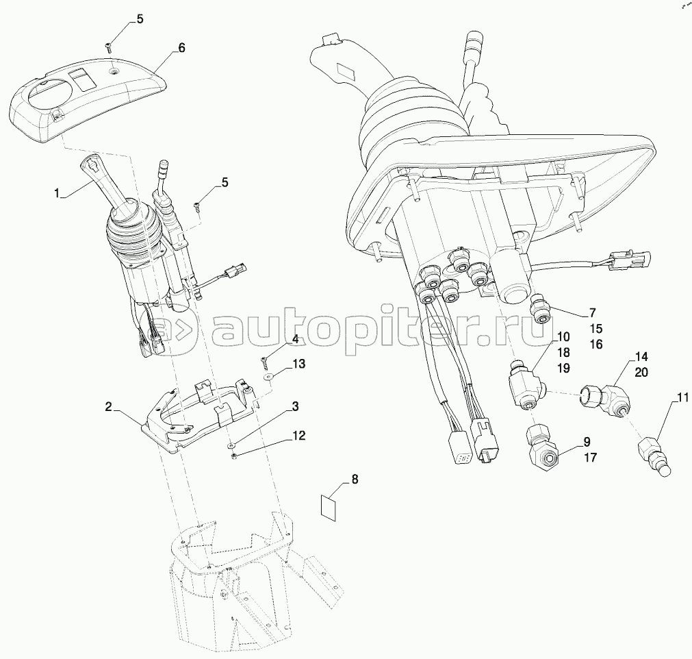 LOADER CONTROL - JOYSTICK WITH SINGLE LEVER MOUNTING