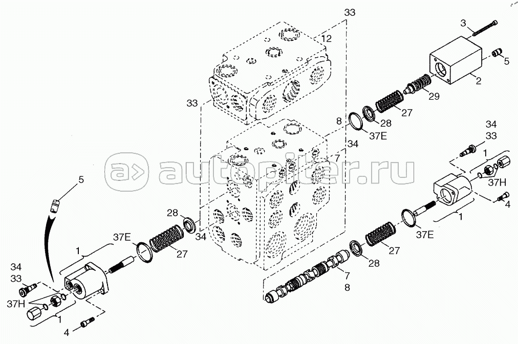 BUCKET/BOOM/OPTIONAL SPOOLS 2, 3, 4 SPOOL VALVE 821F
