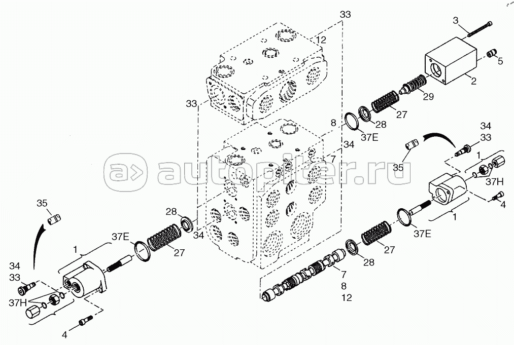BUCKET/BOOM/OPTIONAL SPOOLS (2, 3, 4 SPOOL VALVE) 921F