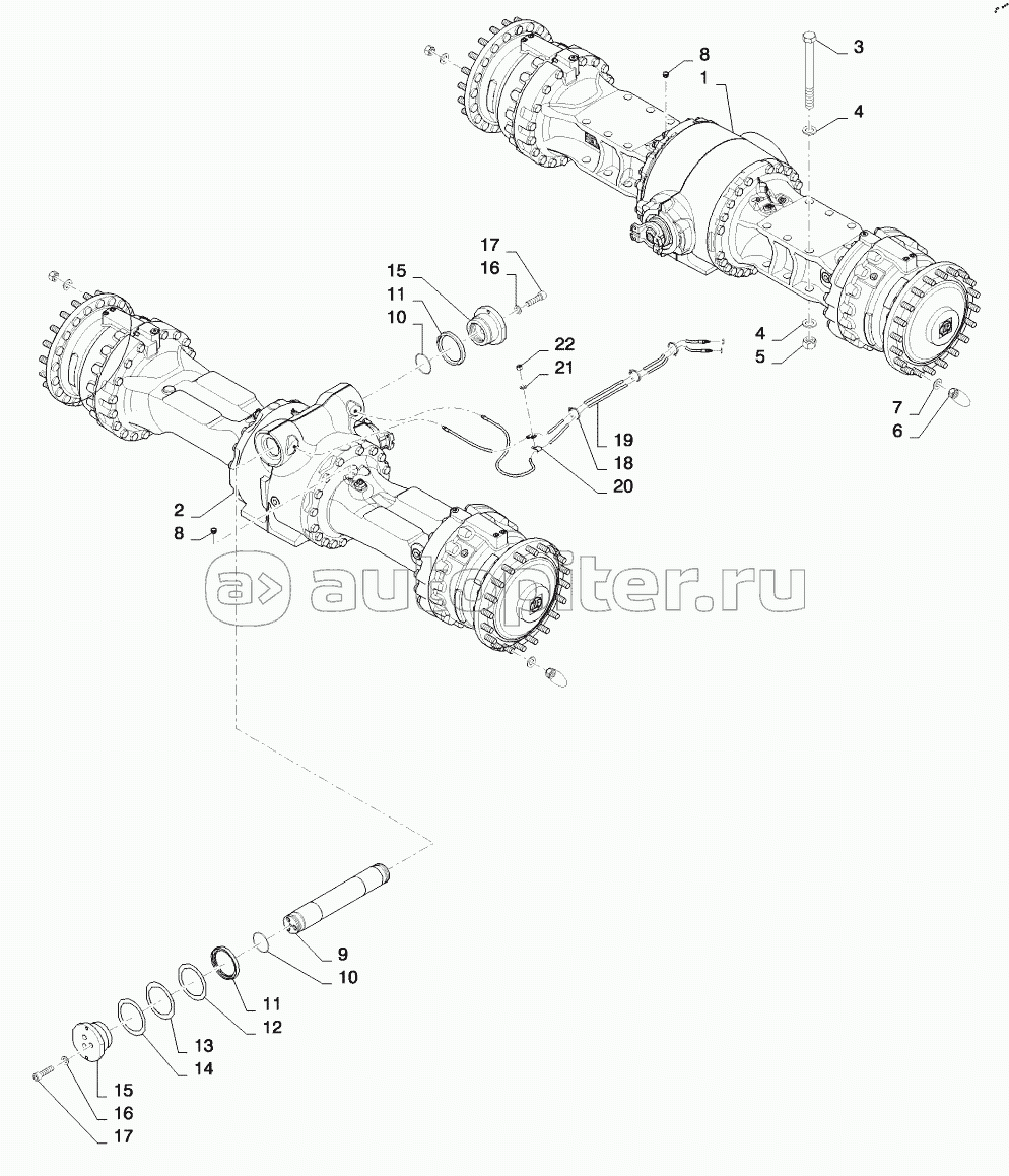 AXLE FRONT AND REAR MOUNTING - DIFFERENTIAL LOCK 821 ONLY