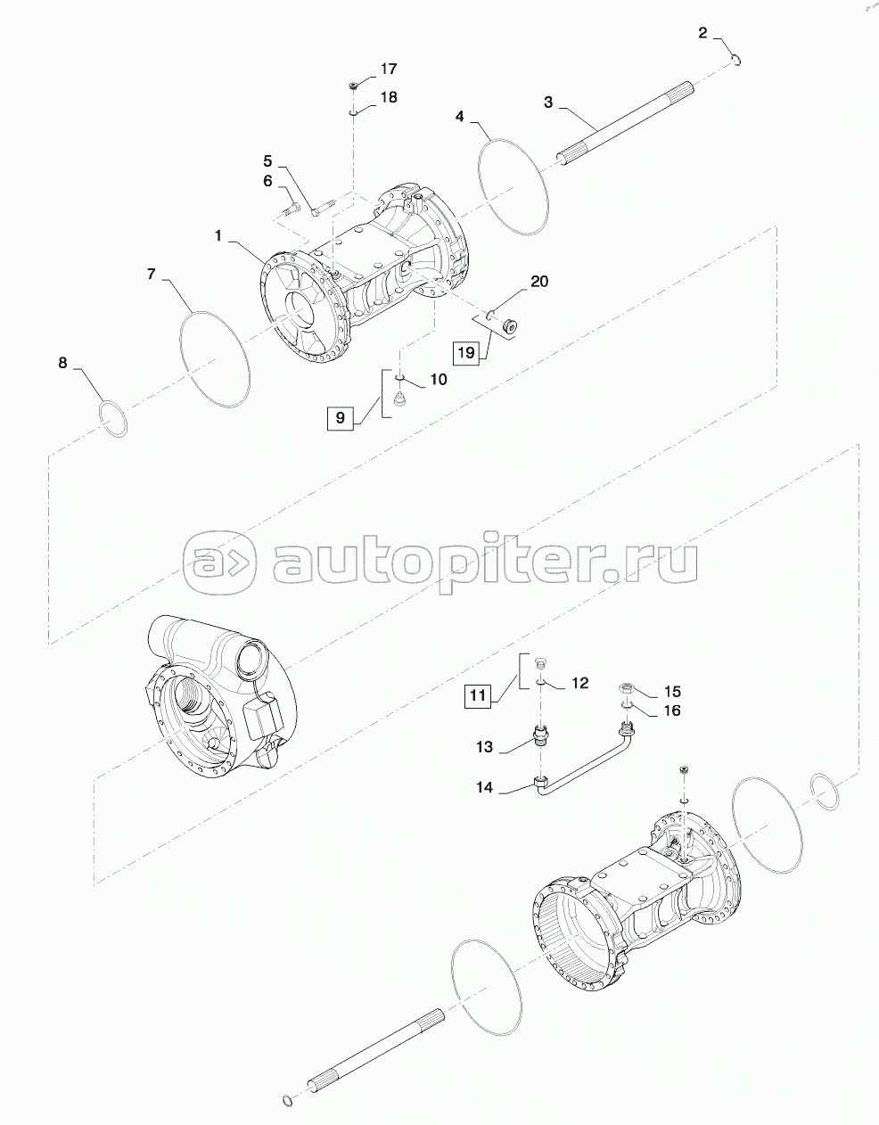 FRONT AXLE HOUSING - DIFFERENTIAL LOCKING 821/921