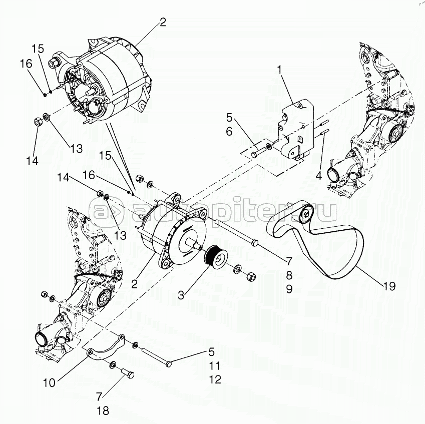 ALTERNATOR - MOUNTING WITHOUT AIR CONDITIONING