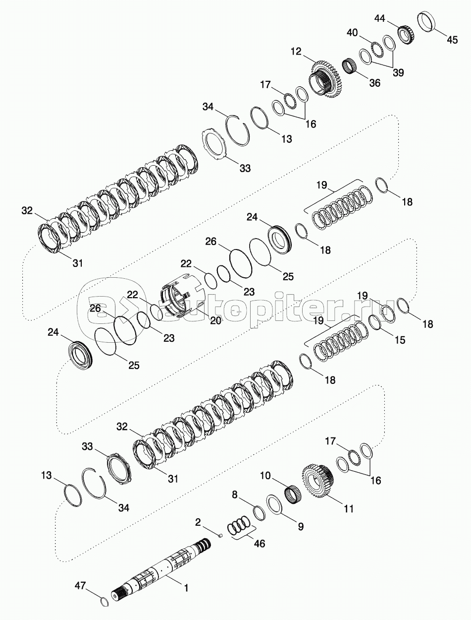 SPEED TRANSMISSION - OUTPUT SHAFT FRONT CLUTCH, TRANSMISSION ASN AJB0361241
